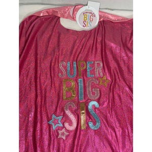 Mud Pie Big Brother Sister Bro Sis Superhero Cape toddler boy NWT shimmery blue pink SET button