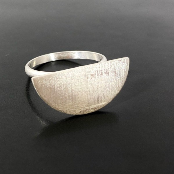 Half Moon Ring Silver Geometric Circle Ring. Love Couple Ring Set. Inspiration Self Gift.