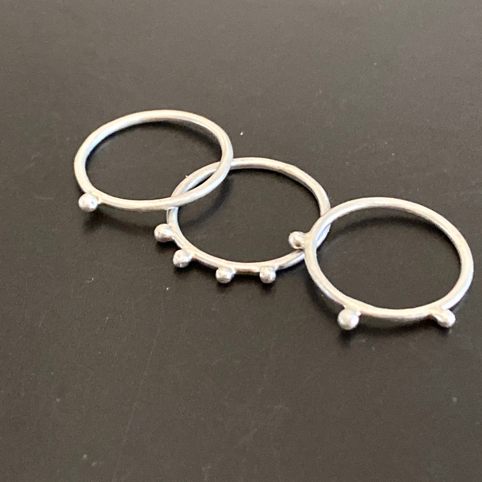 143 Love Ring. Sterling Silver Pebble Rings. Triplet Ring Set Etsy