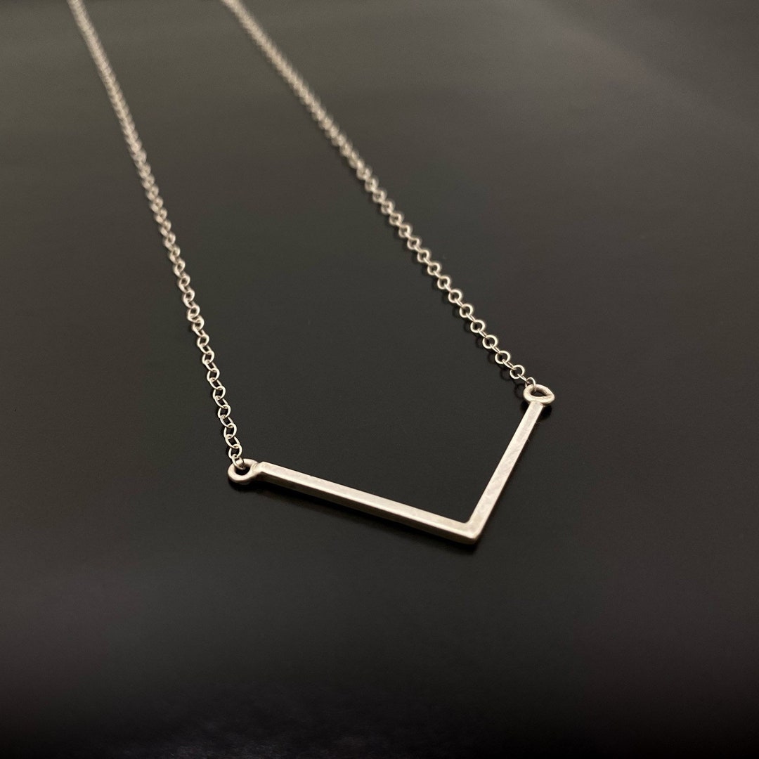 Silver V Necklace Dainty Chevron Bar Necklace Versatile Jewelry for