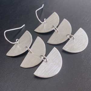 Large Dangle Earrings. Half Moon Earrings. Silver Geometric Statement Earrings. Mother's Day Gift