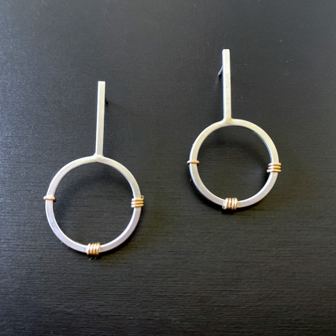 143 Love Earrings. Modern Short Dangle Post. Geometric Open - Etsy