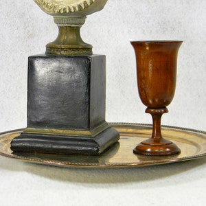 VINTAGE WOODEN CUP Wine Treen Handmade Treenware small drinking vessel Finely Lathe Turned Early 1800&#39;s