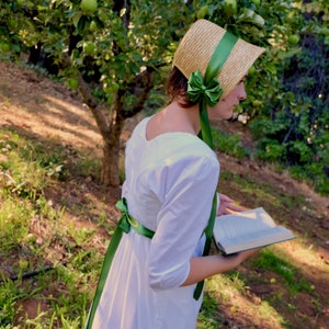 3/4 Ärmel Regency Weiß Kordelzug Kleid