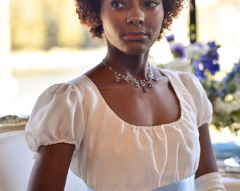 White Silk Regency Ball Gown