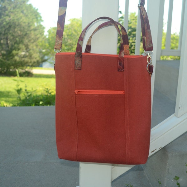 Redwood Tote Bag, Handmade Lined Tote; Work Tote; Large Purse with Pockets