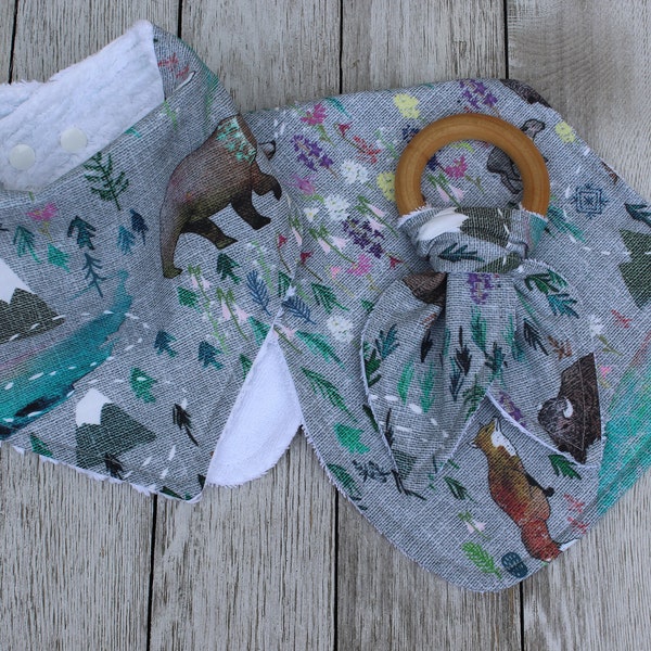 Woodland Baby Shower Gift  Baby Shower Gift | Baby Shower | Woodland Baby | Woodland Baby Bib | Woodland Bandana Bib | Bandana Bib | Baby
