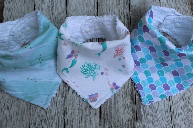 Mermaid Baby Bibs Summer Baby Girl Drool Bib Drool Bib Newborn Summer Baby Bibs Mermaid Baby Bandana Bibs Summer Girl Baby Bibs