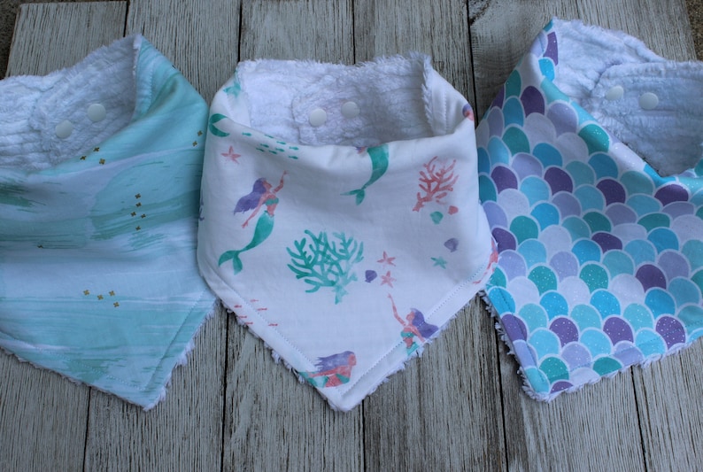 Mermaid Baby Bibs Summer Baby Girl Drool Bib Drool Bib Newborn Summer Baby Bibs Mermaid Baby Bandana Bibs Summer Girl Baby Bibs