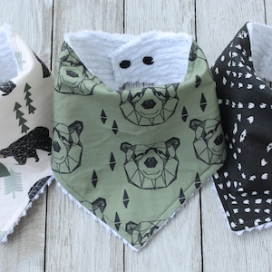 Bear Bandana Bib | Baby Boy Bib | Boy Bandana Bib | Baby Boy | Baby Boy Gift | Baby Boy Shower Gift | Baby Bib | Bear Bib | Woodland Bib