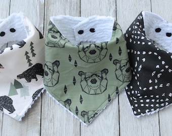 Bear Bandana Bib | Baby Boy Bib | Boy Bandana Bib | Baby Boy | Baby Boy Gift | Baby Boy Shower Gift | Baby Bib | Bear Bib | Woodland Bib