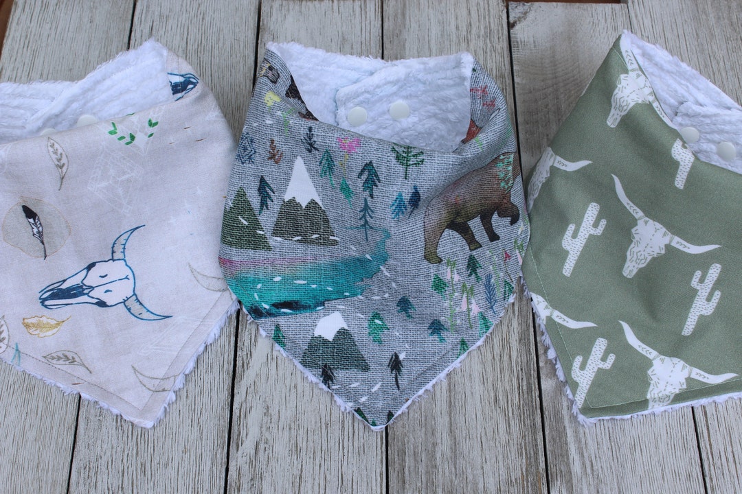 Boho Baby Bibs Buffalo Bib Drool Bib Baby Boy Bib Bandana Bib Bear Bib