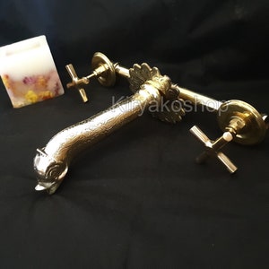 Wall Mounted engraved Head Fish Bathroom vanity faucet inclueded brass valve - Brass Fish-Shaped Faucet, Brass Head Fish Faucet - Water Tap