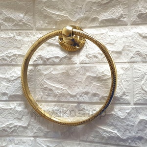 Brass Towel Holder - Towel Hanger for Kitchen - Brass Wall Mounted Towel Holder For Bathroom - Towel Holder Ring - Brass Roll Holder