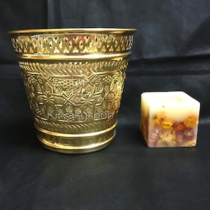 Vintage Trash Can, Antique Waste Bin, Real Brass Waste Basket, Elegant Design Premium Quality for Bathroom Kitchen Office - Trash Can