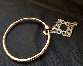 Handmade Moroccan Brass Towel Ring Holder - Engraved Decorative Bathroom Fixture