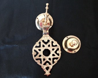 Moroccan Brass Ornate Door Knocker: Large Handmade Front Door Decor