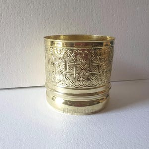 Unlacquered brass Bathroom Storage Basket Engraved Waste Paper Trash Can,Antique Brass Waste Bin, Real Silver Waste Basket,Elegant Trash Can
