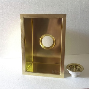 Handcrafted Unlacquered Brass Undermount Bar Sink, Farmhouse Kitchen Island