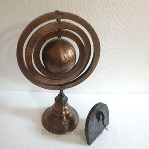 Set of 2 Antique Brass Astrolabes Navigation Astrologic, Vintage Arabe Astrolabes, Brass Islamic Sundial Sun Dial, Navigation device