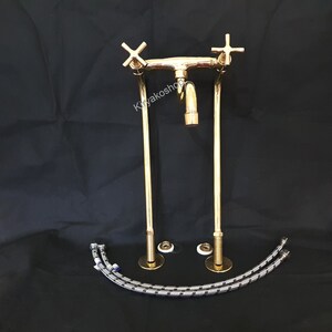 Unlacquered Brass Kitchen Faucet - Brass Bridge faucet -Unlacquered Brass Bathroom Faucet- CUSTOMIZABLE Your Measurements