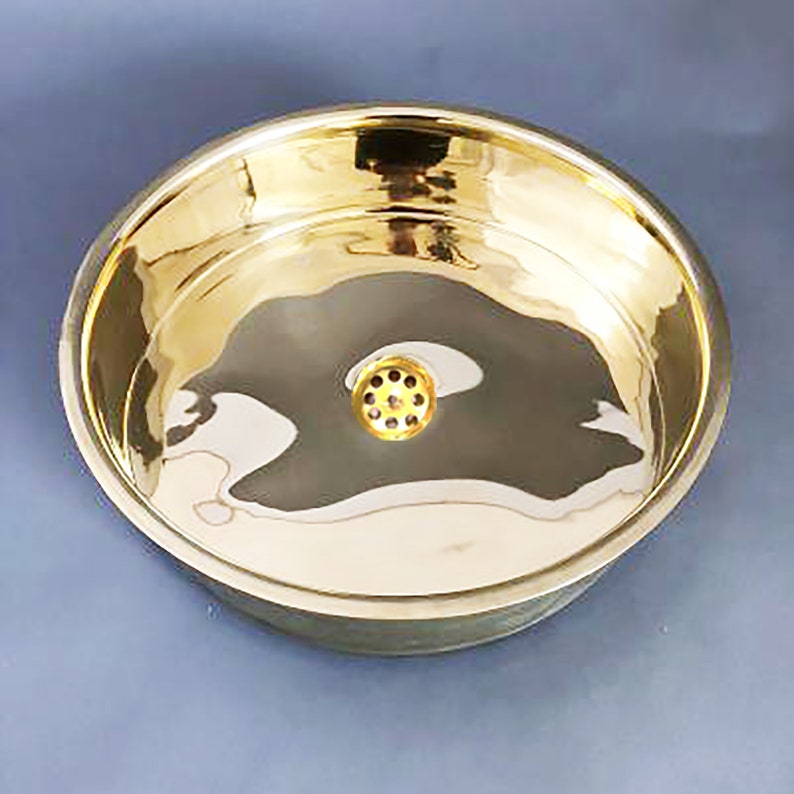 Round brass Top Mount Bathroom Sink Toilet Lavatory Basin Etsy
