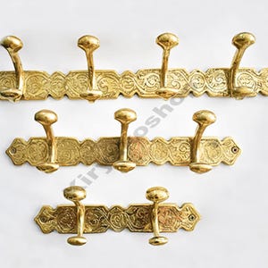 Unlacquered Brass Clothes Hooks Holder, Handmade Wall Coat Hooks