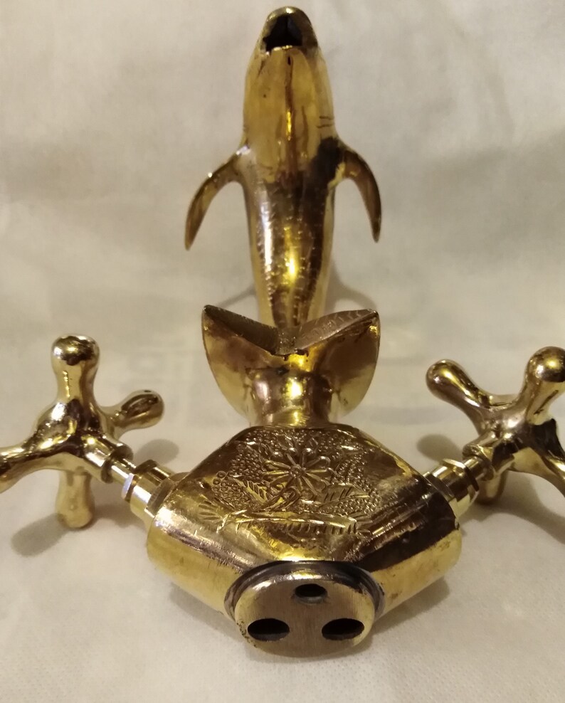 Brass engraved Moroccan Fish design faucet brass bathroom Etsy