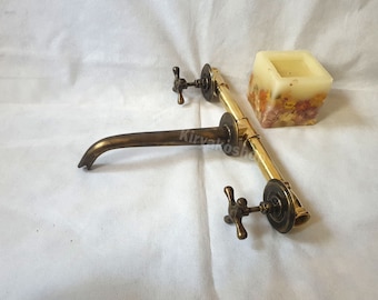 Rubinetto da bagno a parete in ottone: miscelatore da cucina con patina vintage