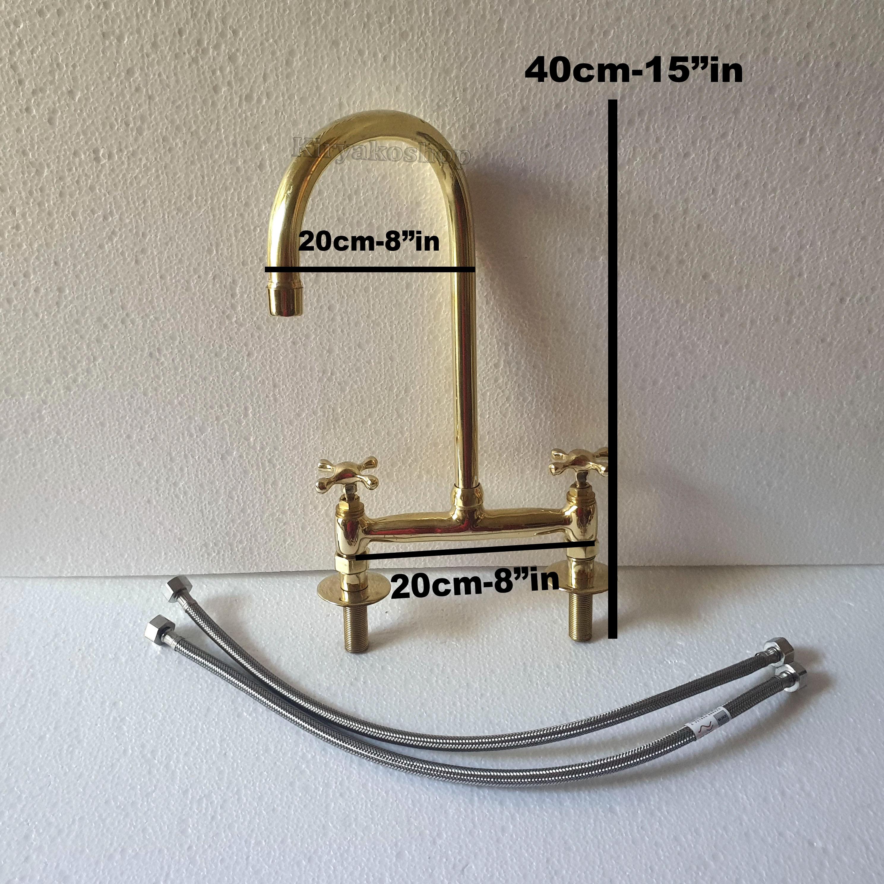 Unlacquered Brass Kitchen Bridge Faucet - Two Handle, Customizable - Etsy