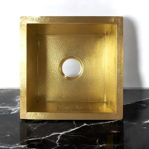 Unlacquered Brass Undermount Sink, Square Kitchen Bar Sink, Hammered Brass Kitchen Sink, Brass Farmhouse Sink, Island Sink, Brass Sink Basin