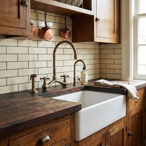 Brass Patina Arched Bridge Kitchen Faucet with Sprayer