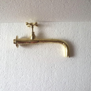 Brass wall-mount Hammered Bathroom Brass Faucet- Vintage Water Faucet - Unlacquered Brass Faucet  - Island Faucet - Bar Faucet