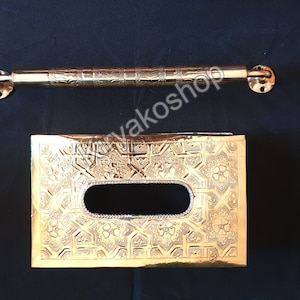 Conjunto de acessórios de banheiro de latão, conjunto de 2 peças para banho, barra de toalha de latão, caixa de lenços de latão, barra de toalha - capa para caixa de lenços de papel