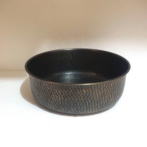 Custom Made Brass Patina Hammered Bathroom Sink Including Drain, Hammered Bronze Round Bar Sink, Vintage Sink, Brass Patina Vessel Sink