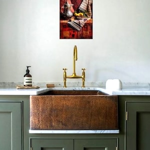 Smooth Unlacquered Brass Kitchen Faucet - Brass Bridge faucet,Unlacquered Faucet - 2 Handles Kitchen Faucet - CUSTOMIZABLE Your Measurements