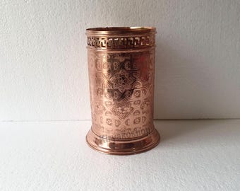 Copper Moroccan Storage Basket: Decorative Trash Can