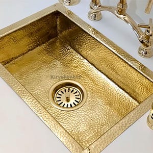 Handcrafted Unlacquered Brass Kitchen Sink: Hammered Undermount Design ...