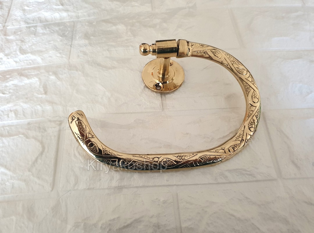 Brass Towel Holder, Handcrafted Powder Room Holder Towel Holder, Hand ...