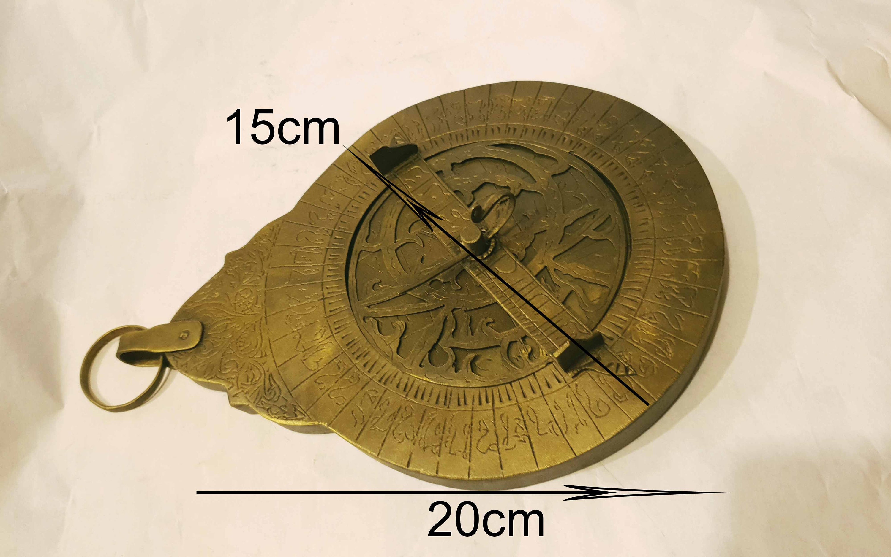 Latón Antiguo Calendario islámico árabe Vintage grabado Astrolabio Hecho a Mano 5" 