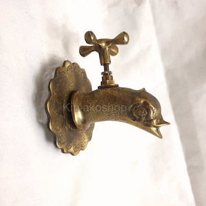 Bronze Finish Wall Mount Fish Head Design Faucet- Garden Fish head faucet - Brass Patina Fish Face Outdoor faucet - Vintage Faucet