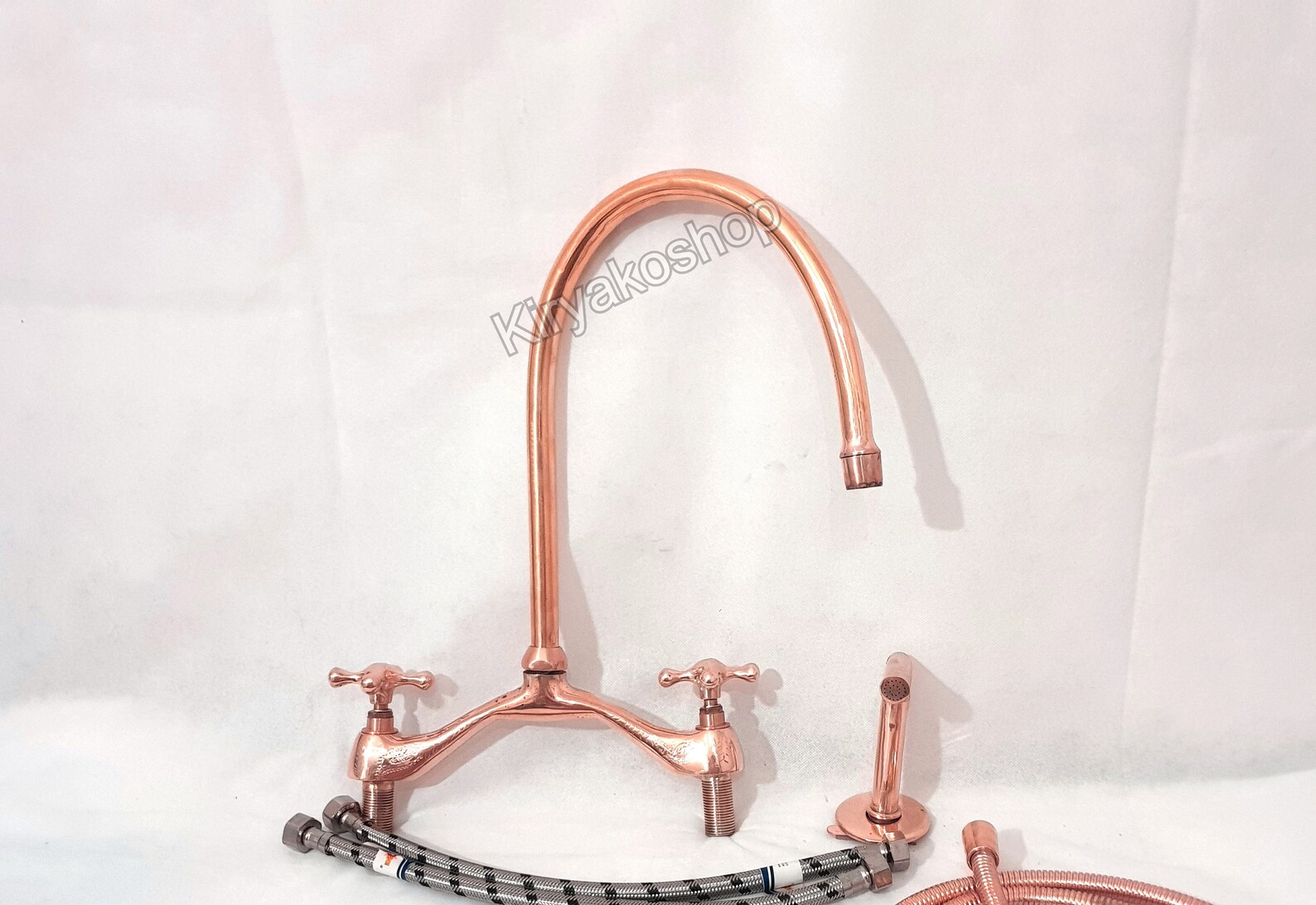 Unlacquered Brass Copper Finish Kitchen Bridge Faucet With Etsy