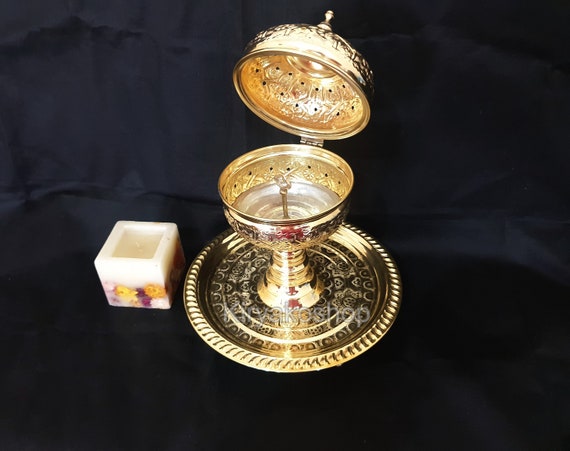 Moroccan Brass Incense Burner, Royal Mabkhara, Hand Hammered