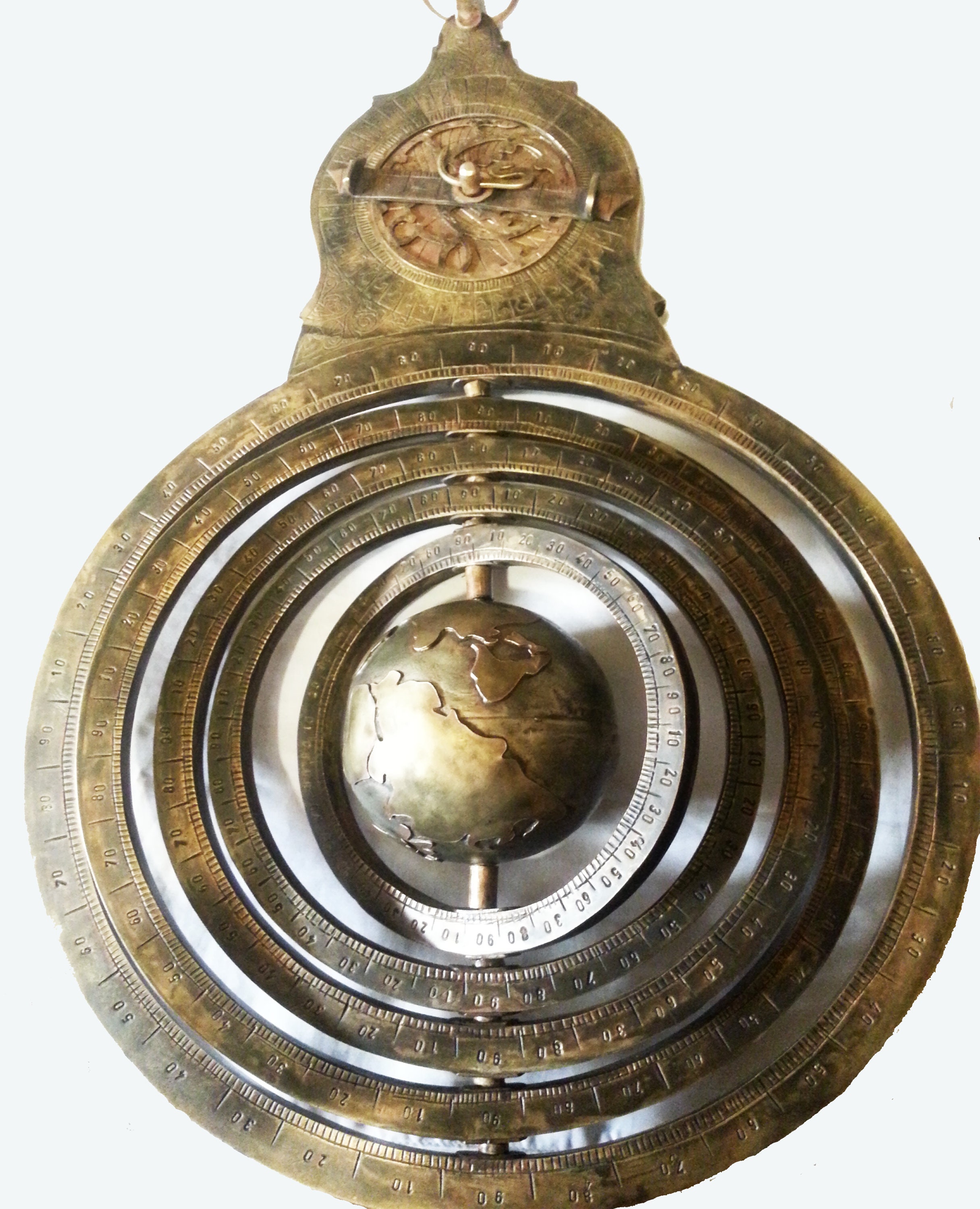 Vintage Antique Brass Astrolabe 4 "Arabic Globe Navigation Astrological Calendar