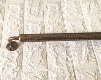 Handmade Hammered Brass Patina Towel Bar, Wall Mounted