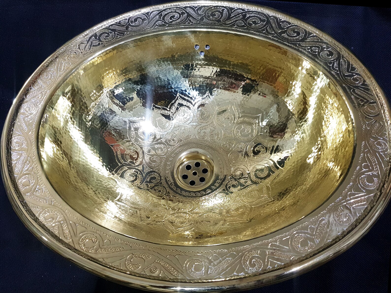 Moroccan Oval sink wash basin Vessel Bathroom Sink with brass Etsy