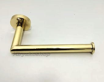 Handcrafted Unlacquered Brass Toilet Paper Holder, L-Shape Wall Mount (Solid Brass)