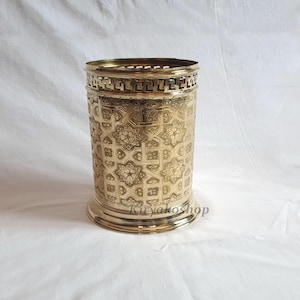 Unlacquered Brass Bathroom Storage Basket - Waste Paper Trash Can - Toilet Decorative -Brass Trash Can, Waste Paper Bin, Outdoor Trash Bin