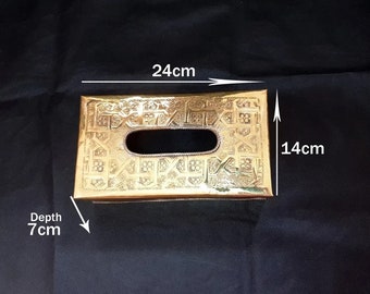 Marokkanische gravierte Messing-Taschentuchbox-Abdeckung, rechteckiger Taschentuchhalter