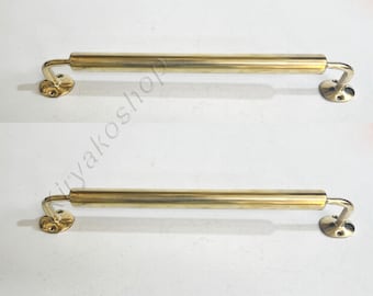 Toallero de latón sin lacar hecho a mano, toallero de baño de pared